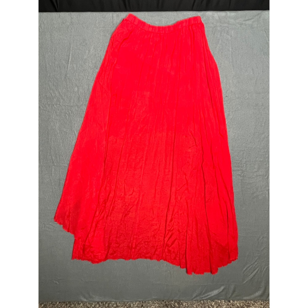 Shasa Red High Low Maxi Skirt Elastic Waist Flowy Asymmetrical Hem Small - Picture 8 of 12